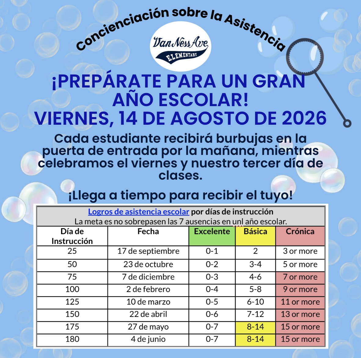 Attendance Awareness Spanish Flyer